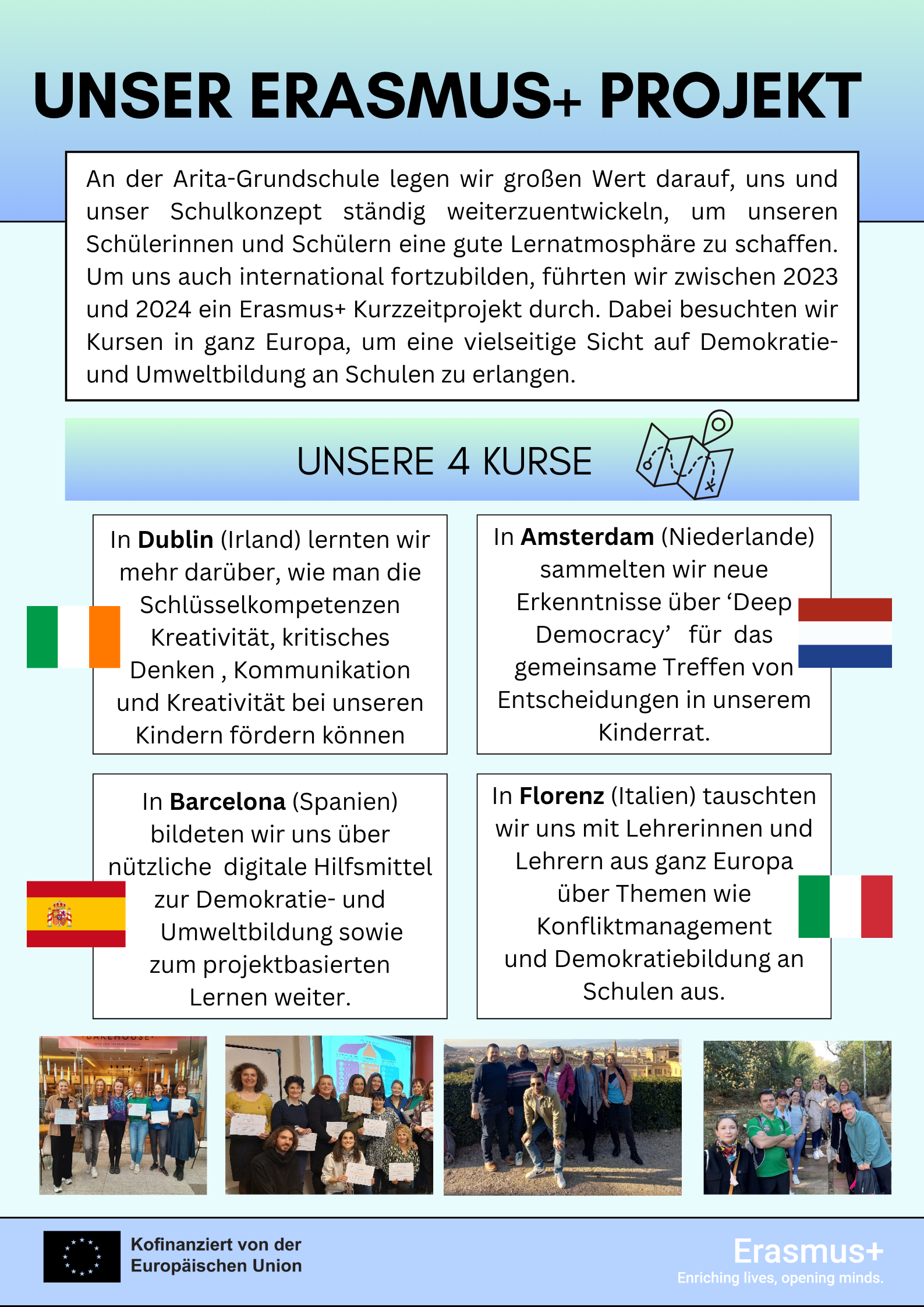 Plakat zum Erasmus+Projekt, an dem die Arite-Grundschule teilnimmt